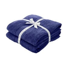 Image of Catherine Lansfield Anti Bacterial Soft & Absorbent Cotton Bath Sheet Pair Navy