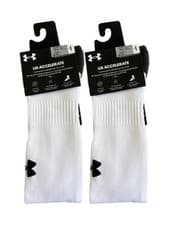 Image of 2 Pairs Under Armour UA Accelerate Football Over The Calf WHITE Men LARGE 9-12.5