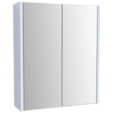 Image of Semi Frameless White Double Mirror Bathroom Cabinet 600x500mm Wall Storage Unit