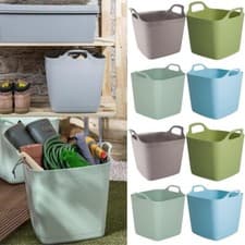 Image of 25L Square Plastic Flexi Tub - Strong Flexible Storage Bucket for Garden/Laundry