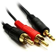 Image of  Gold 3.5mm Stereo Audio Jack to 2 x Twin Male RCA Phono Plugs Cable Lead