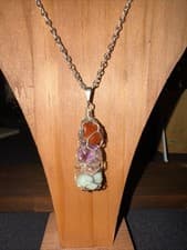 Image of Seven Chakra Netted Crystal Necklace Natural Stone Healing Crystals