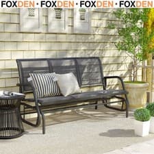 Image of 3-Seat Glider Rocking Chair for 3 People Garden Bench Patio Furniture Metal