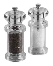Image of Cole & Mason 505 Clear Salt and Pepper Mills Adjustable Grind Precision