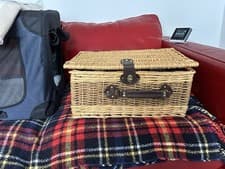 Image of 4 Person Wicker Picnic Hamper Set Complete – Unused Outdoor Basket