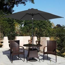 Image of Aluminium 2.5M Round Garden Parasol Outdoor Umbrella Sun Shade Canopy Crank Tilt
