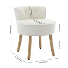 Image of White Teddy Plush Dressing Table Chair Vanity Stool Bedroom Makeup Seat with Leg
