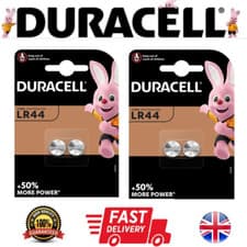Image of Duracell LR44 Batteries Alkaline AG13 357 A76 RW82 L1154 SR44 Button Coin Cell