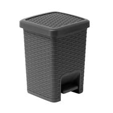Image of Addis 518144 Rattan Effect Square Bathroom Pedal Waste Trash Bin, 6 Litre, Ch...