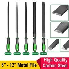 Image of 6" - 12" Inch Metal File Engineers Flat Half Round Square Triangular Soft Grip