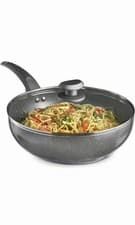 Image of 28cm VonShef Non-Stick Wok, Frying Pan, Deep Stir Fry Wok with Glass Lid