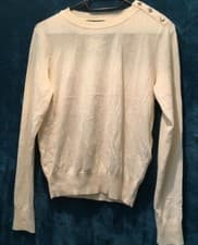 Image of Vero Moda Cream o-Neck Button Blouse Pullover Jumper in UK Size Med