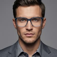 Image of Hugo Boss Eyeglasses BOSS 1300/U JBW15 Blue Rectangular Frames 57mm