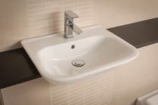 Image of Rak Origin Semi Recessed Basin Bathroom Sink 52cm Ceramic Washbasin 1 Tap Hole