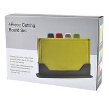 Image of 4 Pack Index Chopping Board Set with Stand, Professional Cookware Kitchen Gift ✔
