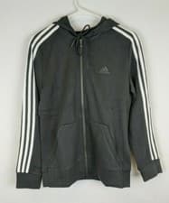 Image of Adidas Essentials 3-Stripe Full Zip Hoodie, Black/White, Women's Medium