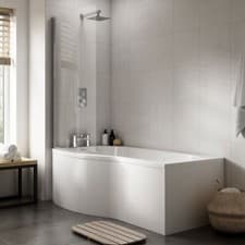 Image of Nuie B-Shaped Shower Bath Front Panel Screen 1700mm x 735mm/900mm LH
