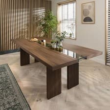 Image of Quatropi Modern Large Kitchen 10 Seater Dining Table 240cm Walnut Brown