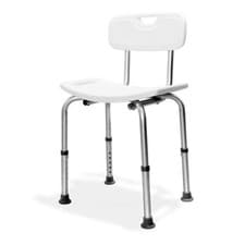 Image of AKW Aluminium Freestanding Shower Seat with Back Support Shower Seat