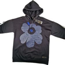 Image of Adidas x Marimekko Unikko Poppy Hoodie Womens M Black Floral BNWT Primegreen