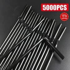 Image of Black Flexible Bendy Drinking Straws Recyclable pack of 5000 - same day dispatch