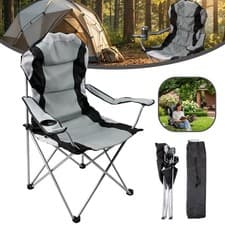 Image of Heavy Duty Steel Folding Chair Ergonomic 2 Armrests Fast Fold for Outdoor Travel