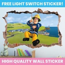Image of FIREMAN SAM HOLE IN WALL STICKER DECAL DECOR KIDS BEDROOM DECORATION
