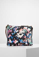 Image of Fossil Fiona Small Crossbody Bag Handbag Abstract Floral Key Charm Brown Strap