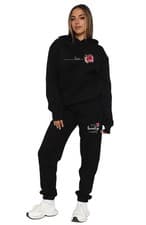 Image of Kids & Women Love Print Tracksuit Hoodie Sweatshirt & Joggers Stylish Suit Wear