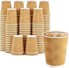 Image of Disposable Ripple Triple walled Paper Coffee Cup Brown Cups