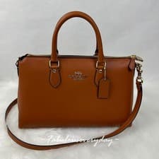 Image of Coach Georgia Satchel Bag Crossbody In Smooth grain Leather CBM11 Gold/Tan NWT