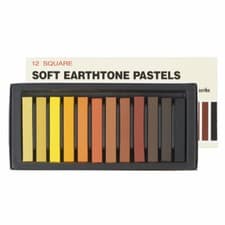 Image of Inscribe Set of 12 Square Soft Pastels in Earth Tone Colours