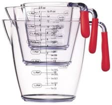 Image of Colourworks 3 Piece Red Acrylic Measuring Jug Set Soft Grip Comfortable Handle