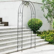 Image of Metal Decorative Curly Garden Arch Heavy Duty Rose Climbing Plants Archway Path