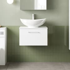 Image of Nuie Arno Wall Hung 1-Drawer Vanity Unit with Worktop 600mm Wide - Gloss White