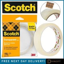 Image of 3M SCOTCH TRANSPARENT TAPE EASY TEAR ROLL 25MM x 50M CLEAR GENERAL PACKING TAPE