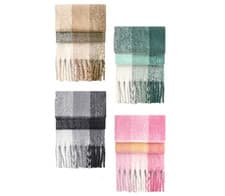 Image of Long Check Chunky Fluffy Scarf Recycled Polyester by Beechfield