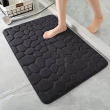 Image of 3D Non Slip Bathroom Mat Cobblestone Bath Rug Quick Dry Absorbent Washable Floor