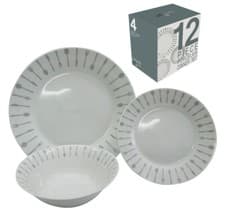 Image of 12 PIECE PORCELAIN DINNER SET GREY CUTLERY DINNER PLATE SIDE PLATE BOWL