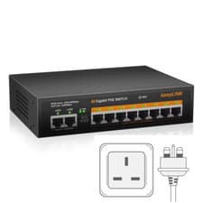 Image of 10-Port Gigabit Switch with 8-Poe and 2-RJ45 for Uplink Unmanaged Plug and Play