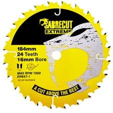 Image of SabreCut 184mm 24T x 16mm Circular Saw Blade for Dewalt DCS570 DCS572 DWE560