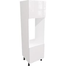 Image of Fully Assembled 600mm Plain Slab Gloss White Kitchen Double Oven Unit