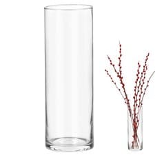 Image of QWORK® Elegant Large Glass Cylinder Vase 30cm x 10cm - Crystal Clear 30x10cm 
