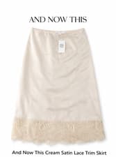 Image of And Now This Cream Satin Trim Skirt Midi Slip Skirt size XS