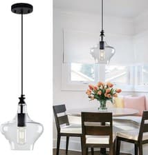 Image of Modern Glass Pendant Light E26 Black Dining Table Kitchen Island Lamp