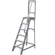 Image of 1.5m Heavy Duty Single Sided Fixed Step Ladders Handrail Platform Safety Barrier
