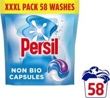 Image of Persil Non Bio 3 in 1 Washing Laundry Capsules 58 Pods Gentle Sensitive Skin