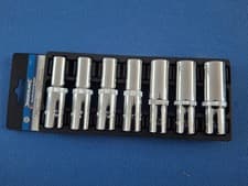 Image of Silverline 7 piece Metric Deep Socket Set, 1/2" Drive, 6-pt, sizes 10-19mm - NEW