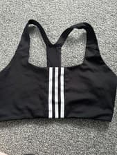 Image of Adidas Powerimpact Training Medium-Support 3-Stripes Bra - Black Size Medium New
