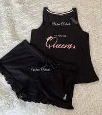 Image of Ann Summers Queen Cami & Shorts PJ Set Black Size M - 12/14
